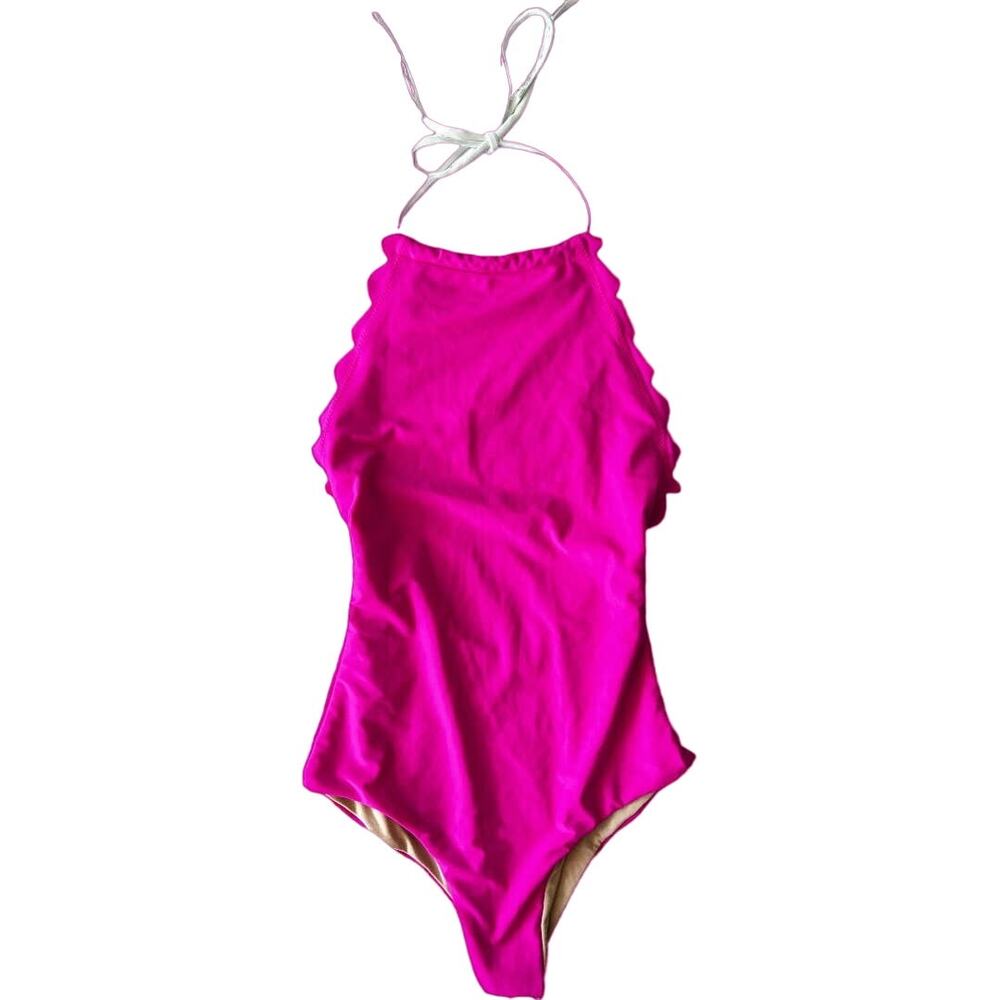 NWOT Vanilla Beach Scalloped One Piece Swimsuit Fuchsia Women's Size Small